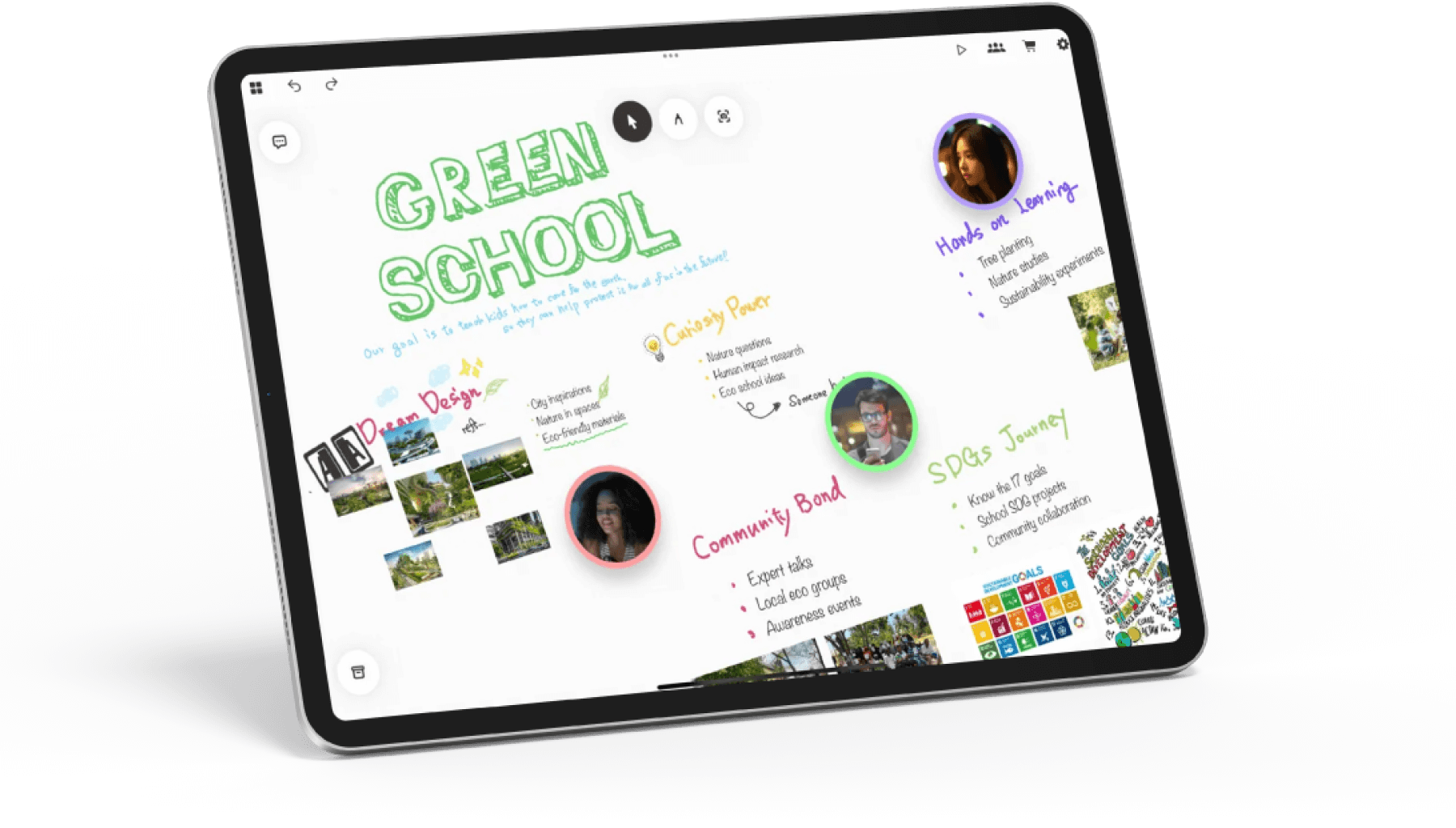 DEARWONDER+アプリのスクリーンショット、iPadでの使用を示しています。